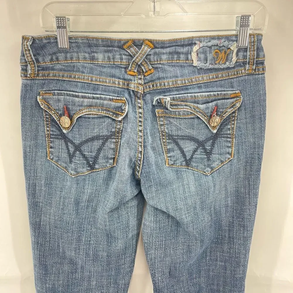 Worn Womens Flare Jeans Denim Stretch 5 Pocket Mid rise Medium Wash Blue Size 10